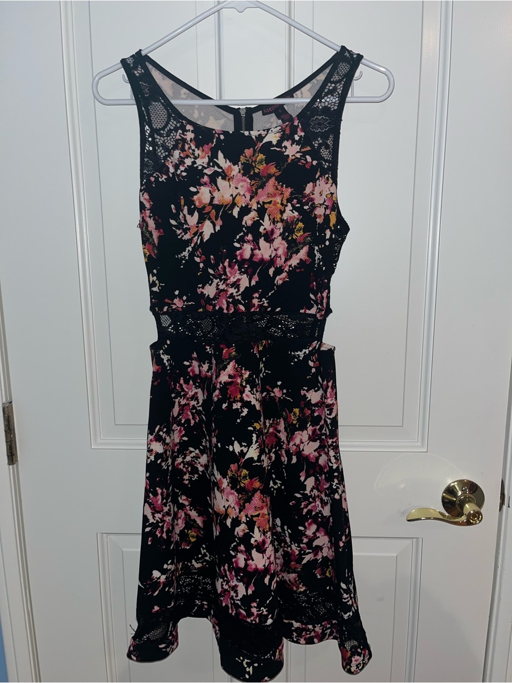 Material Girl Black Floral Lace-Trim Midi Dress